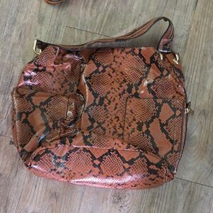 Stylish Brown Snake Print Women's Bag